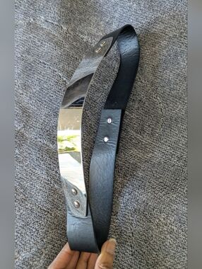 Black Belt with Silver Mirror Panel